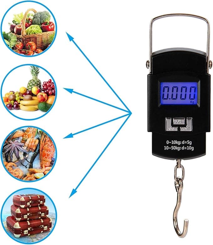 SHOWAY Portable Luggage Scale 50kg Electronic Digital Suitcase Travel Bag Hangin