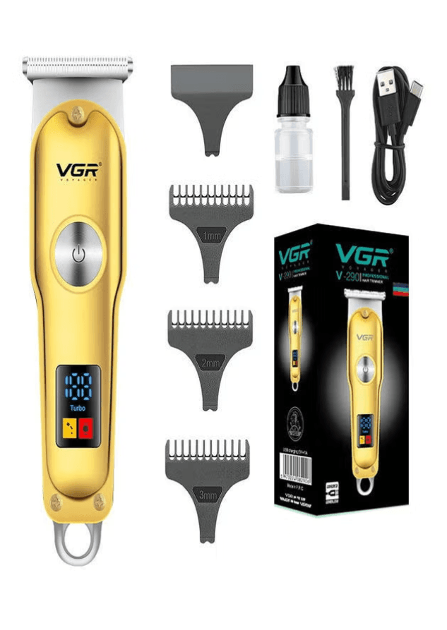VGR V-290 Professional Electric Rechargeable LED Display Hair Trimmer Gold