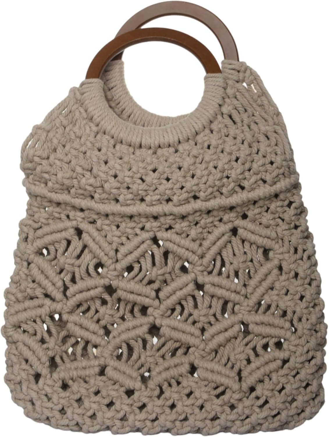Women Macrame Crochet Handbag Beige