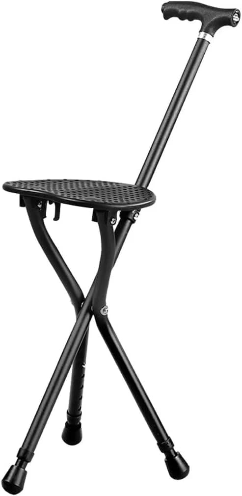 Folding Adjustable Walking Cane with Seat