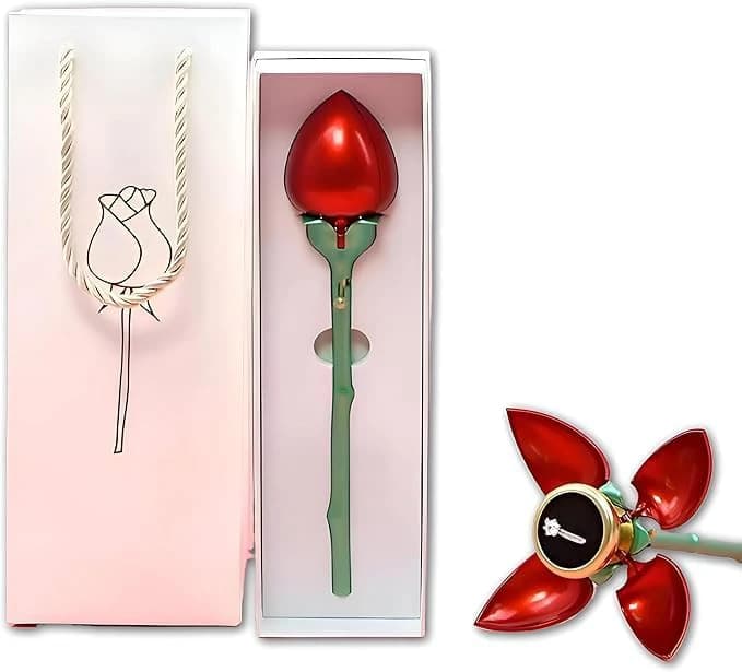 Romantic Red Rose Jewelry Ring Box