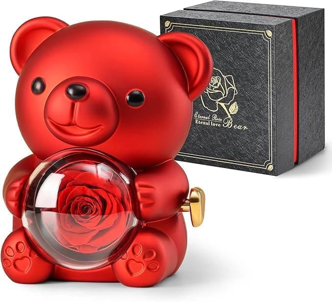 Preserved Rose Teddy Bear Gift with Gift Box