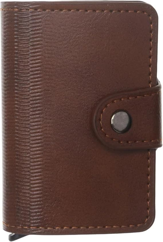2 Pockets Leather Card Wallet brown