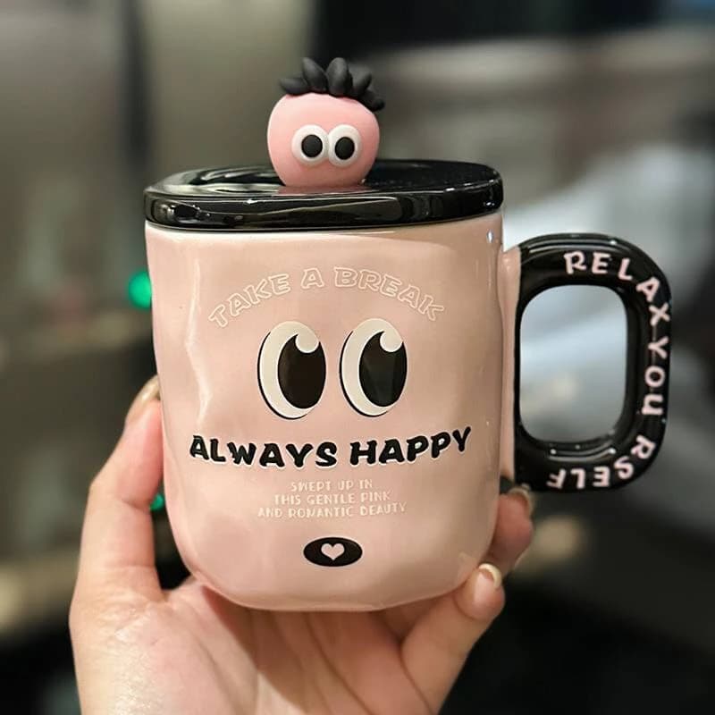 Prislin 350ml Pink Ceramic Cup – Coffee, Milk & Juice