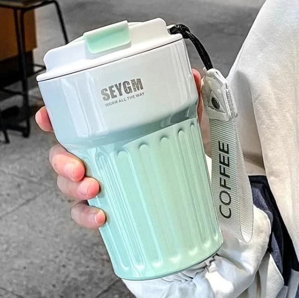 Insulated Coffee Mug – Stainless Steel, 380ml, Leak Proof, Green
