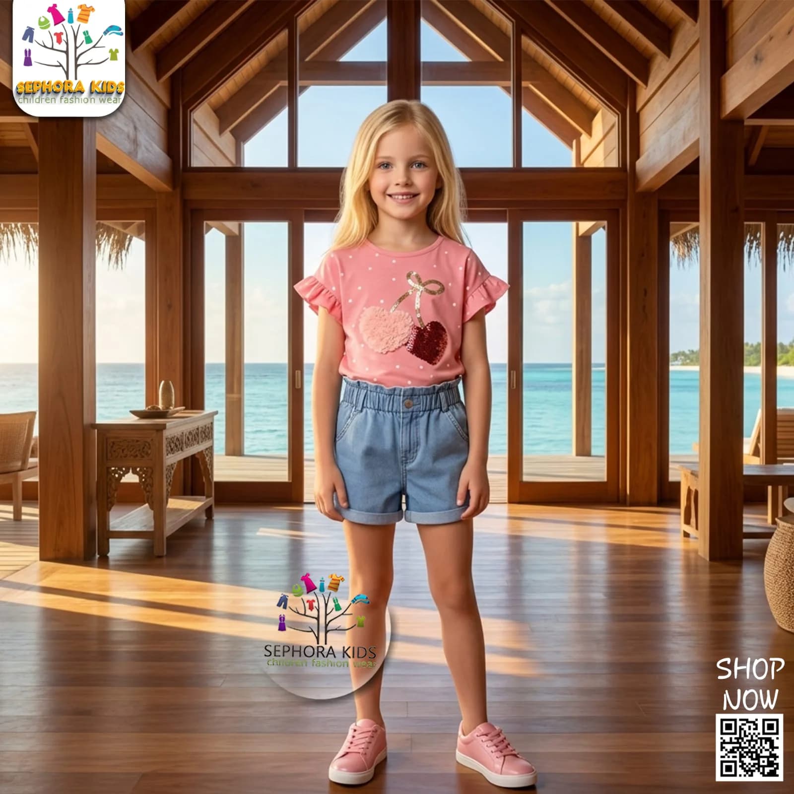 Girls' Short Sleeve T-Shirt & Shorts Set – Sizes 4 / 8 / 10 Years