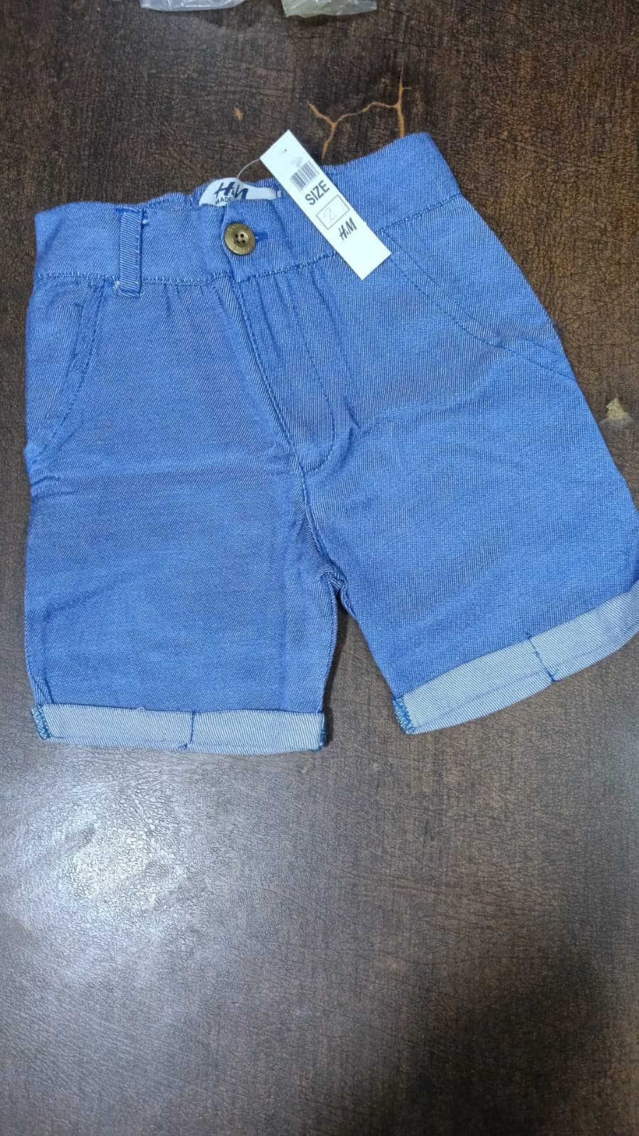 Kids' Denim-Look Fabric Shorts – Size 2 Years