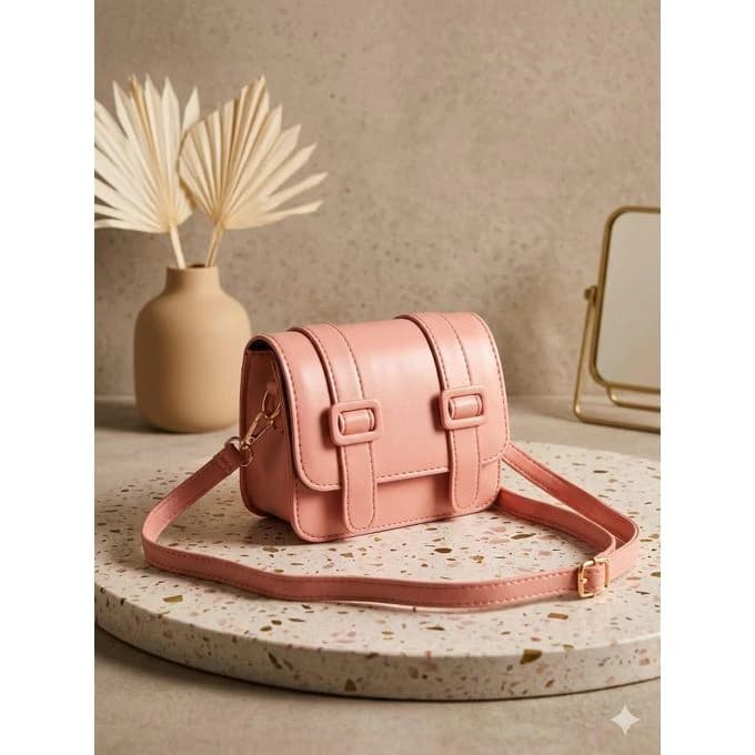 Stylish Faux Leather Crossbody Bag – Black, Adjustable Strap