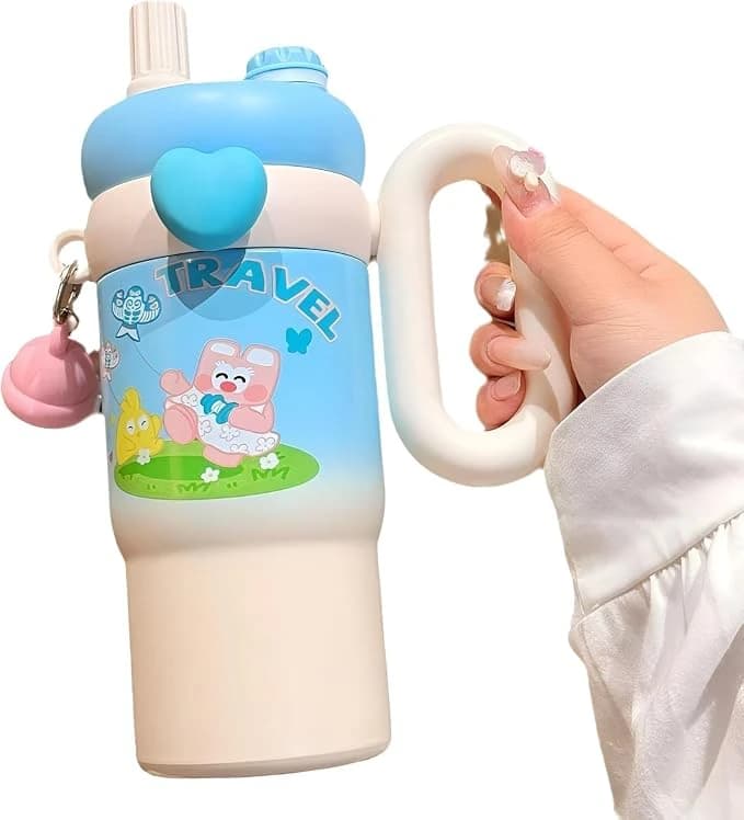 Thermal Mug 1200ml with Leak-Proof Lid and Straw