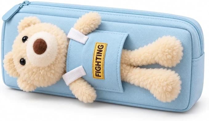 Teddy Bear Pencil Case with Single Zipper