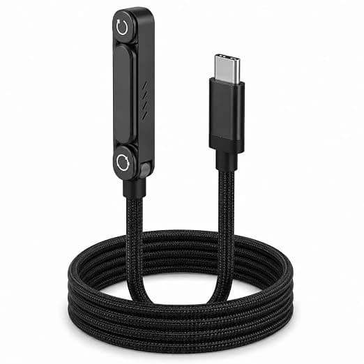 240W USB-C to USB-C Charging & Data Cable with Built-In Phone Stand- Black