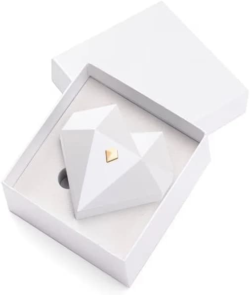 White Surprise Ring Box with Gold Button and Side-Opening Design